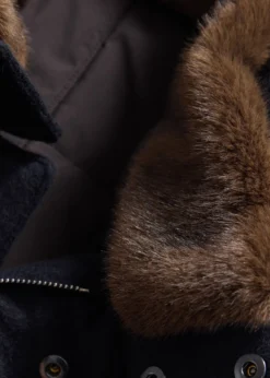 Cashmere Coat with Faux Fur Collar
