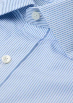 Classic Spread Collar Pencil Stripe Dress Shirt