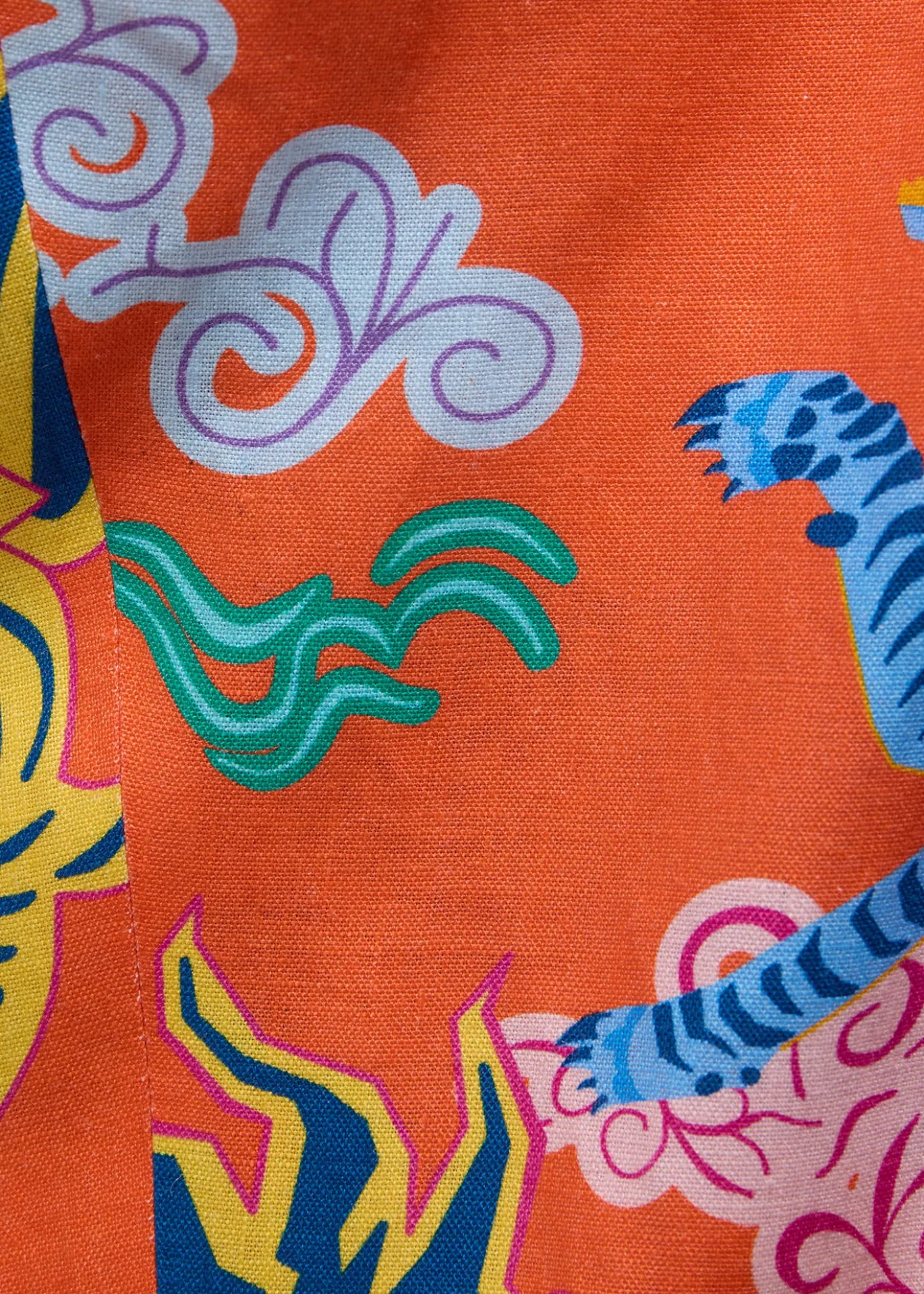 Dragon Printed Linen Dress Trouser