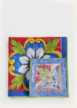 Linen Mediterranean Tile Pocket Square