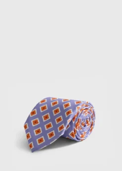 Medallion Print Habotai Silk Tie