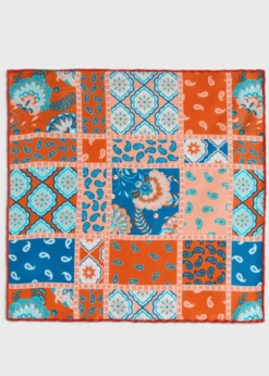 Printed Silk Patchwork Pocket Square