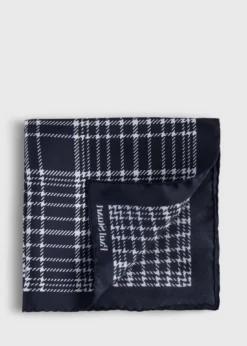 Printed Silk Plaid Pocket Square