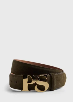 PS Brass Logo Suede Belt