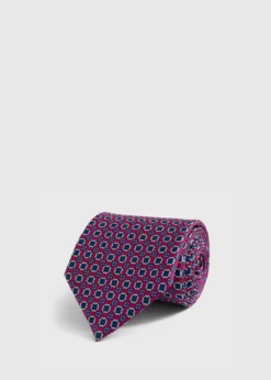 Silk Geometric Floral Medallion Tie