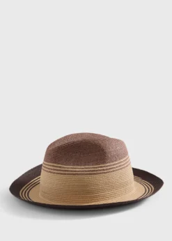 Striped Raffia Wide-Brim Hat