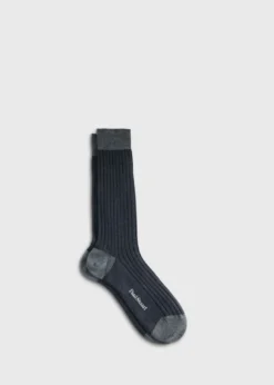 Wool Ribbed Sock with Contrast Trim