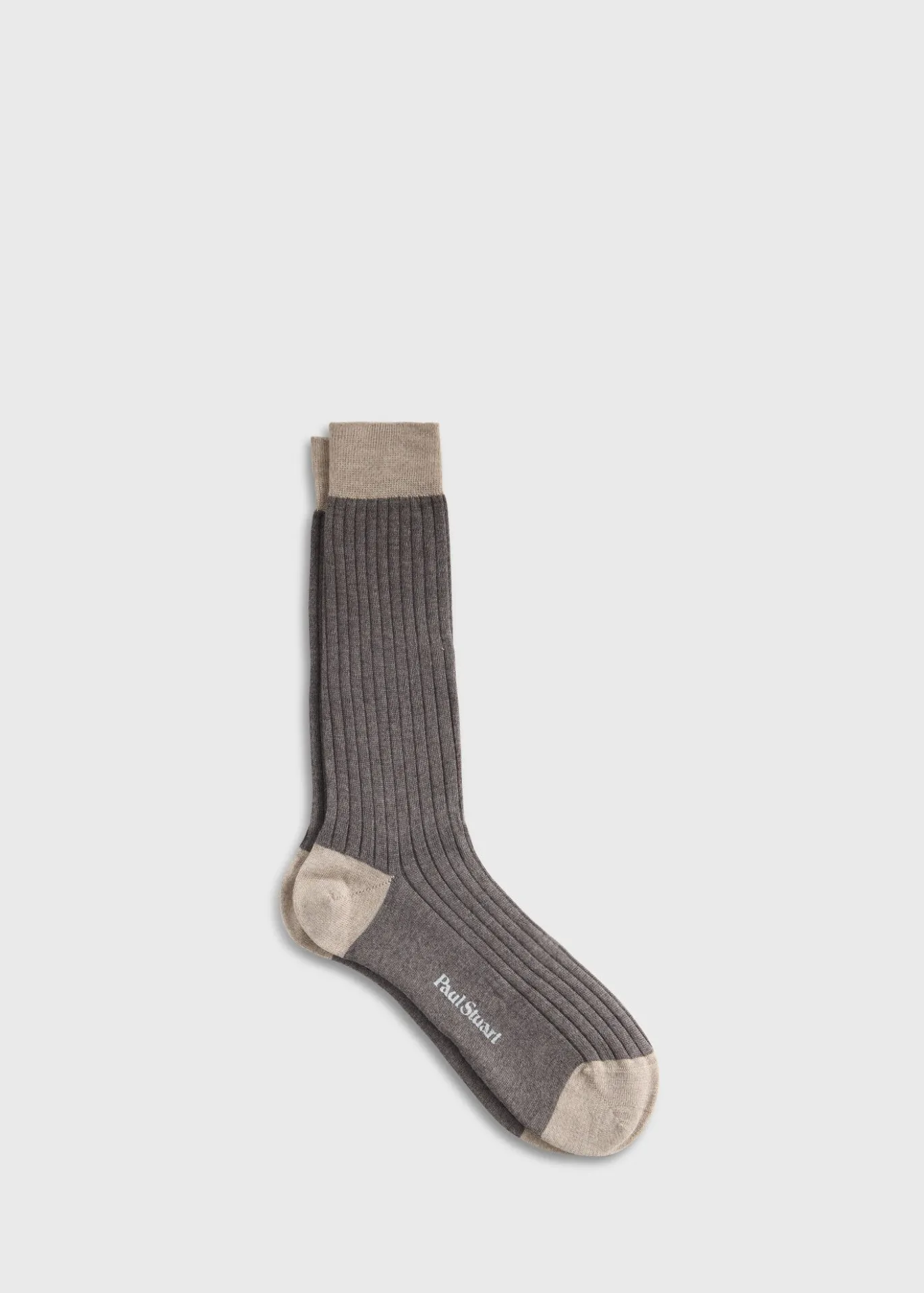 Wool Ribbed Sock with Contrast Trim